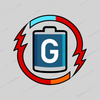 An abstract and symbolic battery logo featuring blue and orange colors with a lightning bolt and circle design elements, representing energy industry professionals, electrical engineers, and tech enthusiasts.