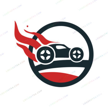 RC Crawler logo in red, black, white, and gray colors with a smiling face icon, wheel, and tire symbols, representing friendly and reliable car repair services.