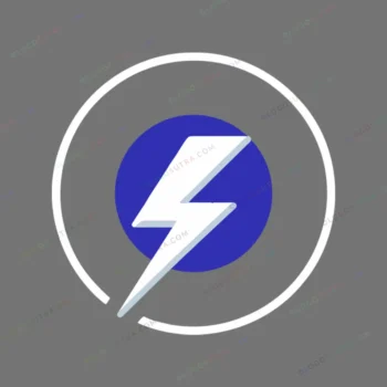 Geometric and illustrative lightning bolt in circle logo in blue and white colors, targeting energy-conscious consumers, electric vehicle owners, and renewable energy investors.