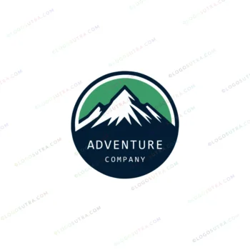 Blue and Green Bold Adventure Logo with Minimalistic Mountain Icon in Vector Format