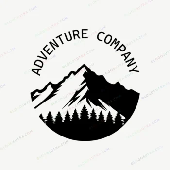 A minimalistic nature-inspired logo in black and white featuring a mountain vector. Modern and adventurous logo design.