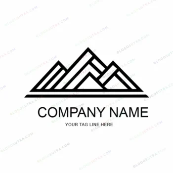 A modern geometric triangle logo in white and black colors, featuring a minimalist mountain symbol, representing simplicity, nature, and modernity.